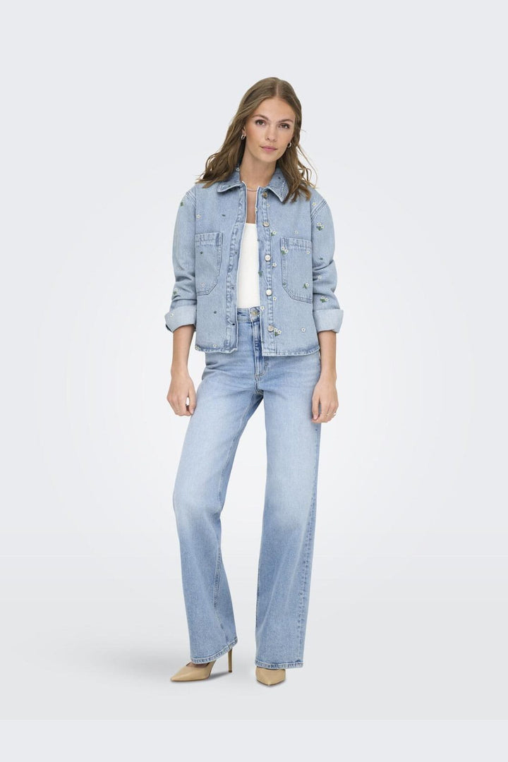 Only - Onlcassie Emb Ls Ovs Shirt Akm - 4769525 Light Blue Denim