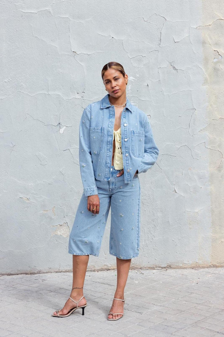 Only - Onlcassie Emb Ls Ovs Shirt Akm - 4769525 Light Blue Denim