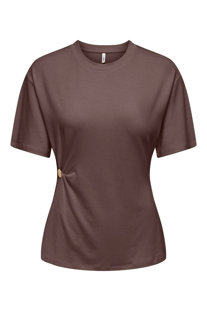 Only - Onlceline S/S Button Top Ff - 5081360 Chocolate Martini Light Gold Button