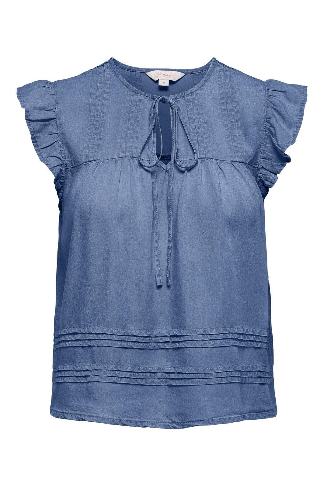 Only - Onlcharis Life Sl Tie Neck Top Cc - 4977087 Medium Blue Denim