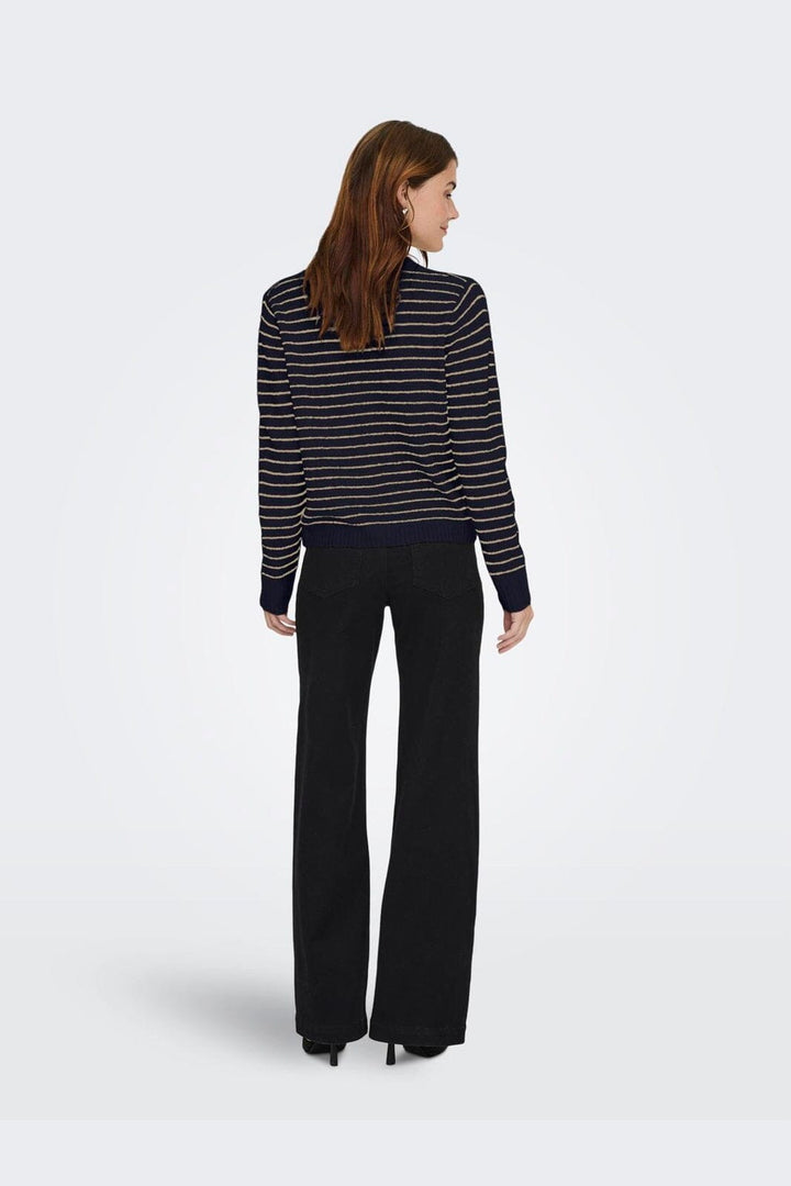 Only - Onlchester Life Ls Stripe Cardi Cc Knt - 4959096 Night Sky Humus/Mel/Silver Button