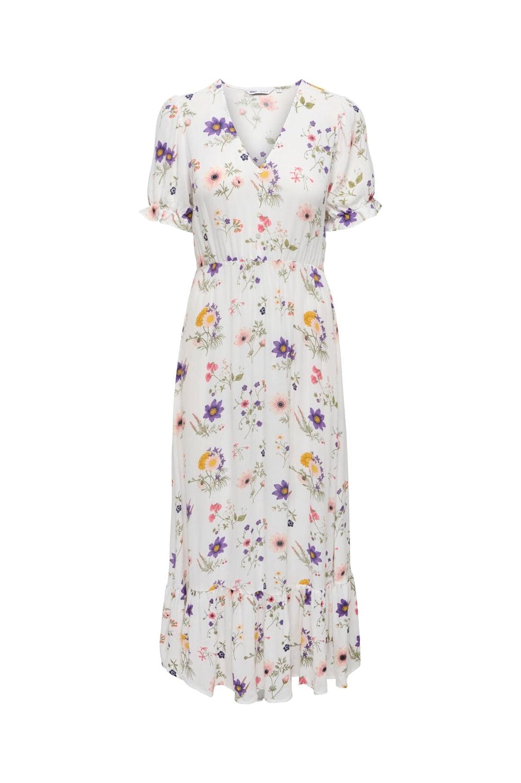 Only - Onlchianti S/S Long Dress - 5023448 Cloud Dancer Favorite Flower