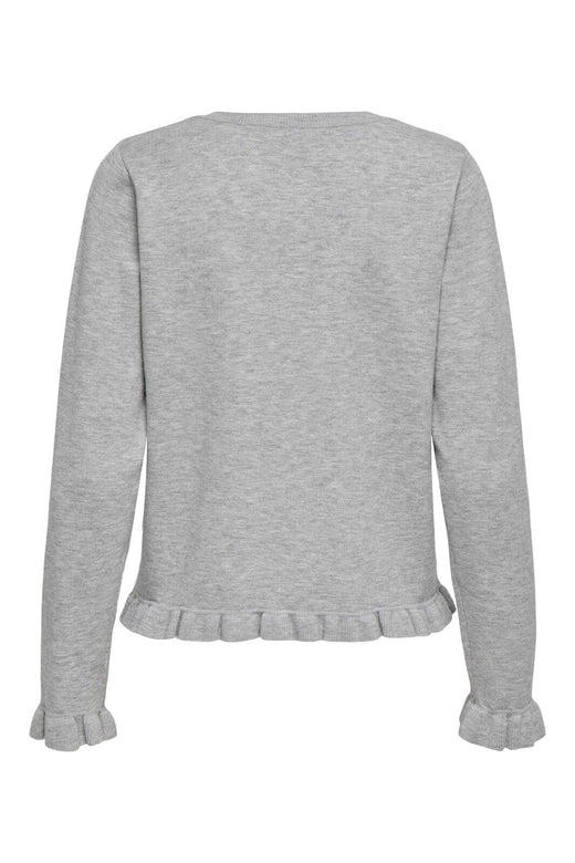 Only - Onlcinderel Ls Frill Cardigan Knt - 4979900 Light Grey Melange