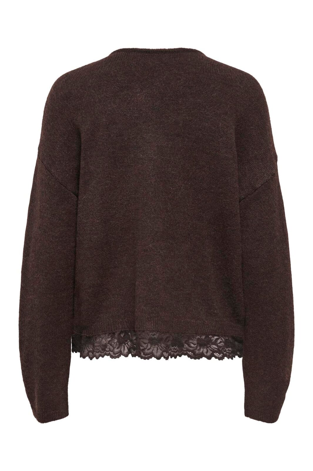 Only - Onlclover Ls Lace V-Neck Reversible Knt - 5149080 Coffee Bean Melange/Dtm Lace