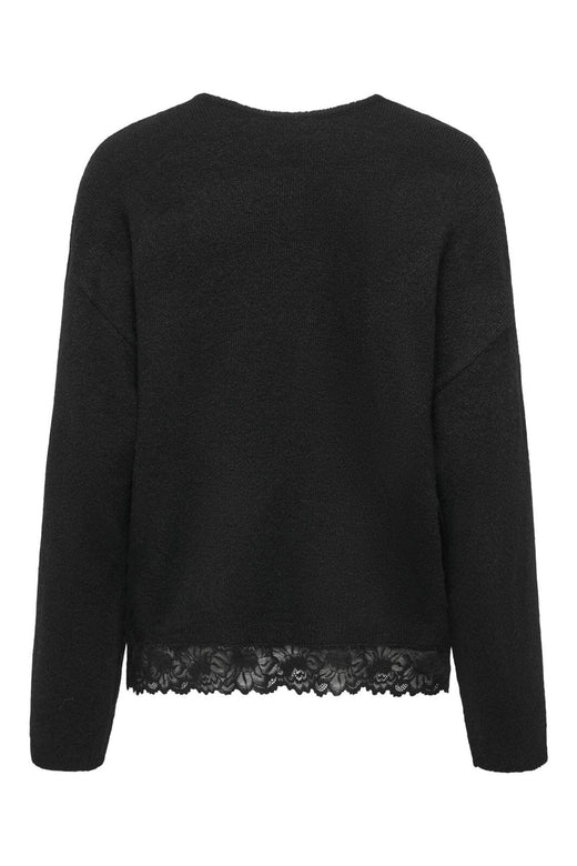 Only - Onlclover Ls Lace V-Neck Reversible Knt - 5172500 Black Dtm Lace