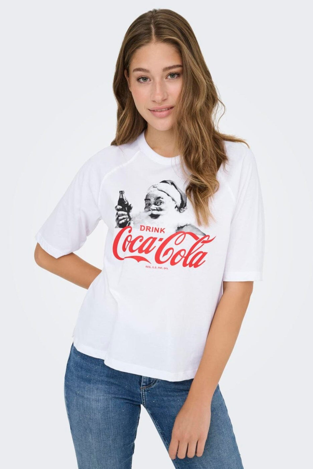 Only - Onlcoca Cola Xmas Life S/S Top - 4837322 White Coca Cola Santa