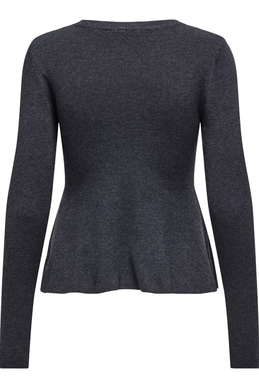 Only - Onlcoco Life Ls Rib Oneck Peplum Cc Knt - 4772493 Ombre Blue Melange Strikbluser 