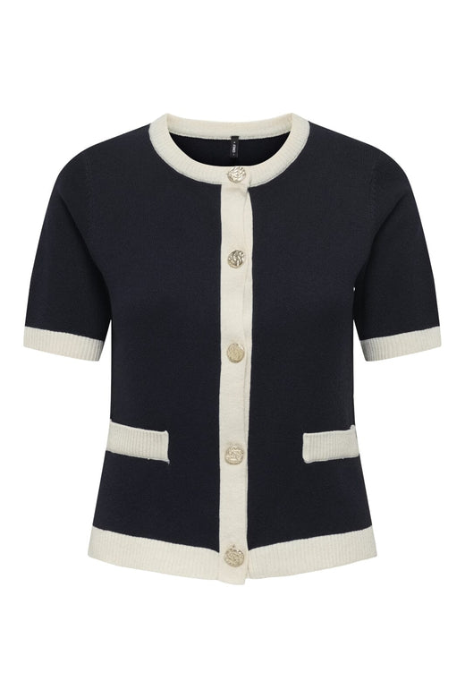Only - Onlcoco Life Ss Button Cardigan Cc Knt - 4772414 Night Sky Birch Contrast