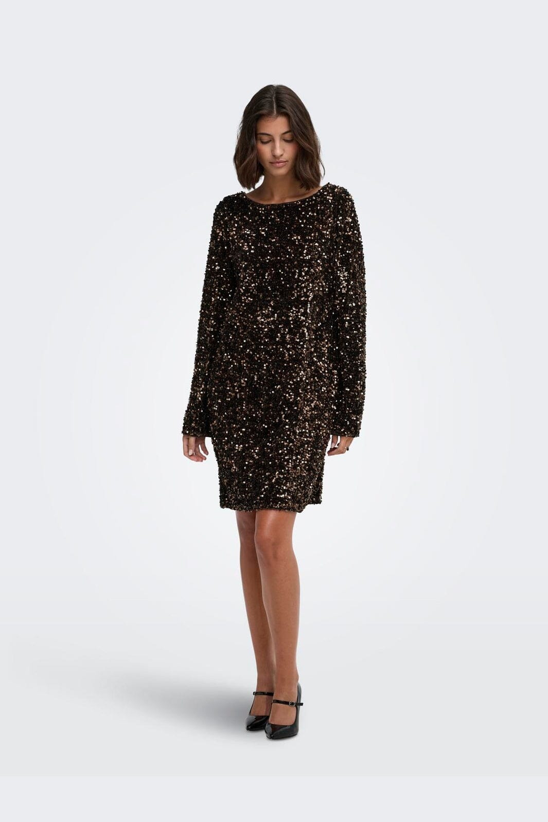 Only - Onlconfidence L/S Bell Dress - 5128838 Chocolate Torte Dtm Sequin