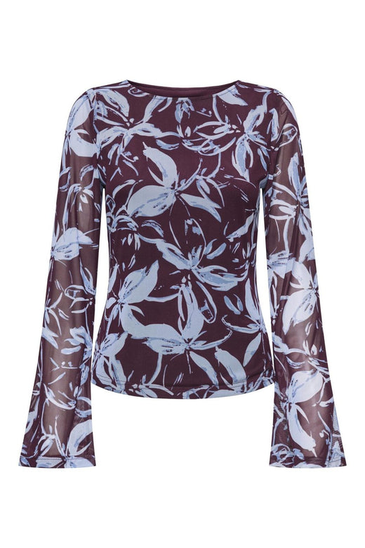 Only - Onlcyril Mesh L/S Top - 4963724 Port Royale Blue Flowers