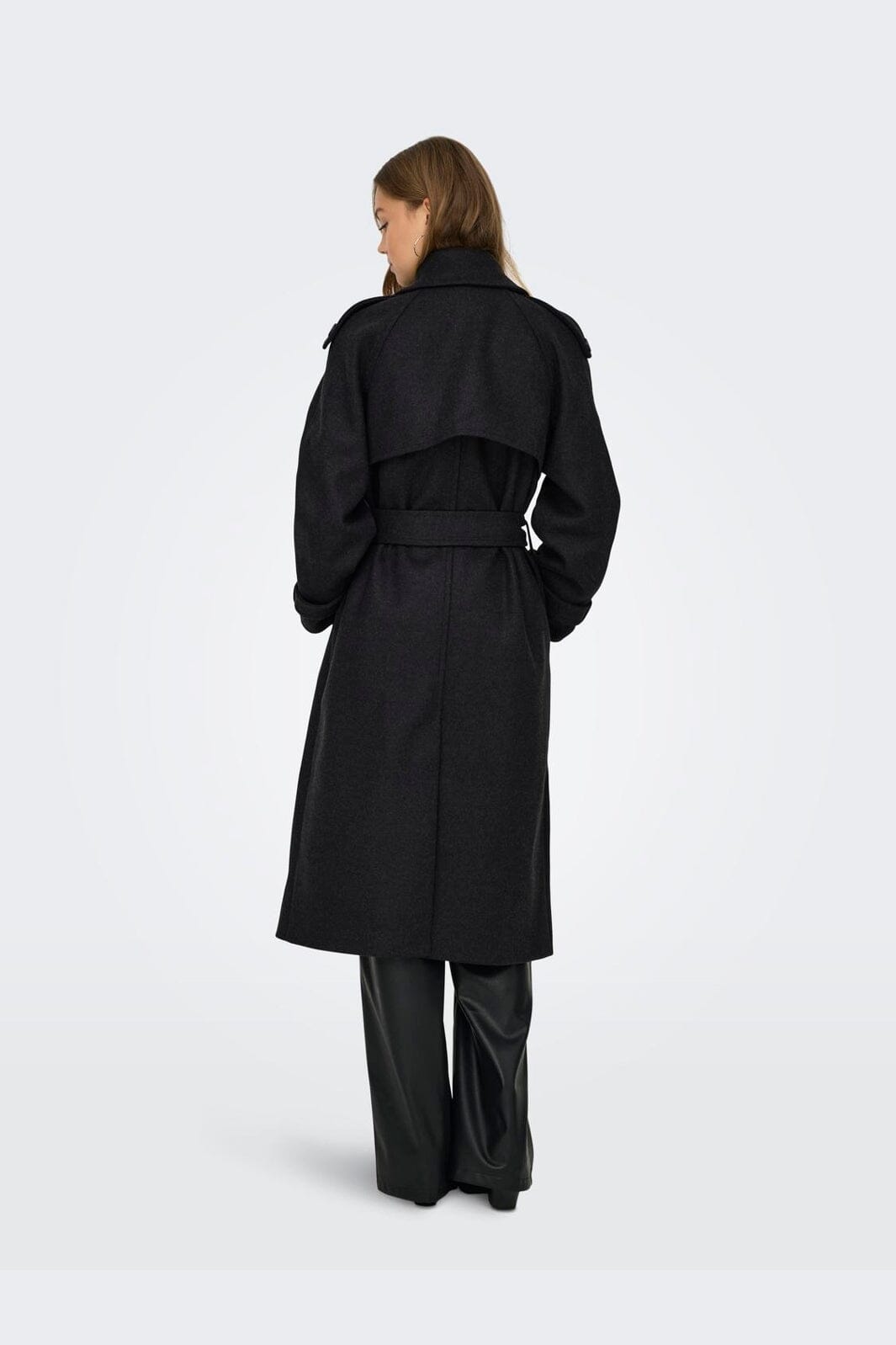 Only - Onldear-Trillion Long Belt Coat - 4732311 Dark Grey Melange
