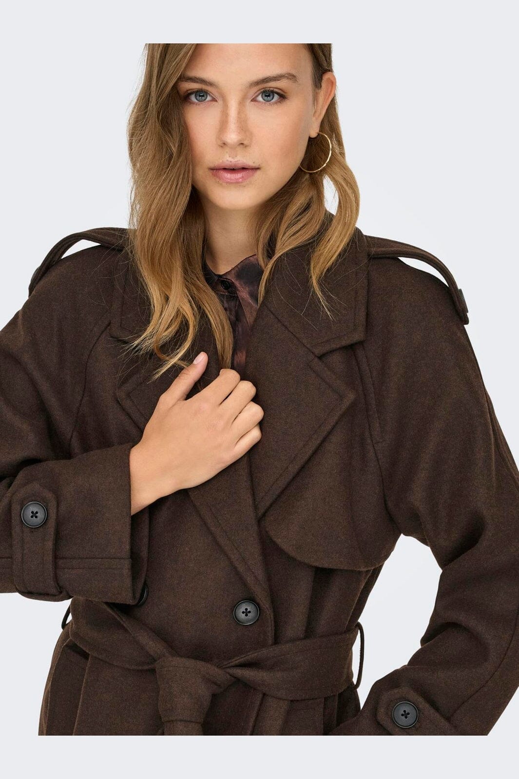 Only - Onldear-Trillion Long Belt Coat - 4961034 Chocolate Brown Melange