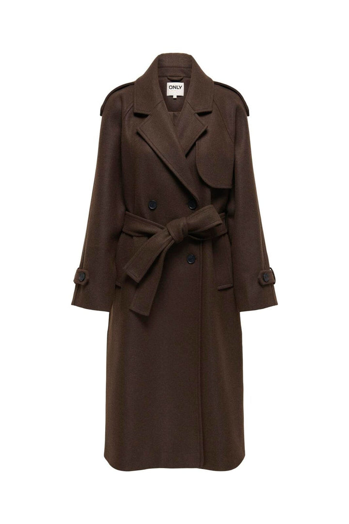 Only - Onldear-Trillion Long Belt Coat - 4961034 Chocolate Brown Melange