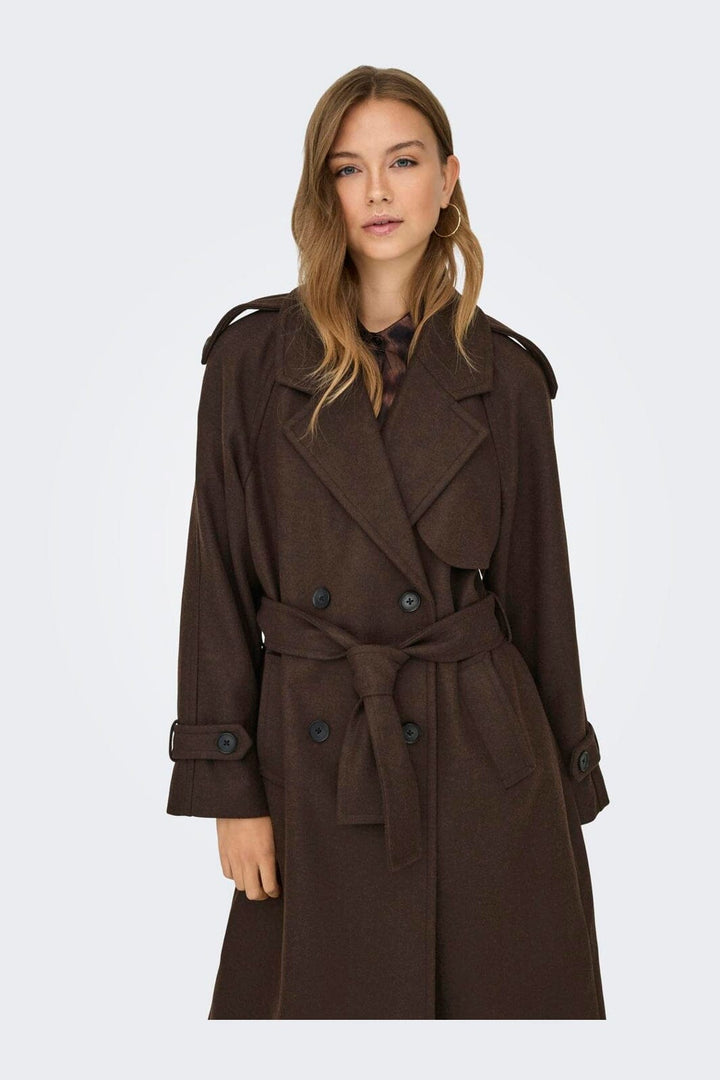 Only - Onldear-Trillion Long Belt Coat - 4961034 Chocolate Brown Melange