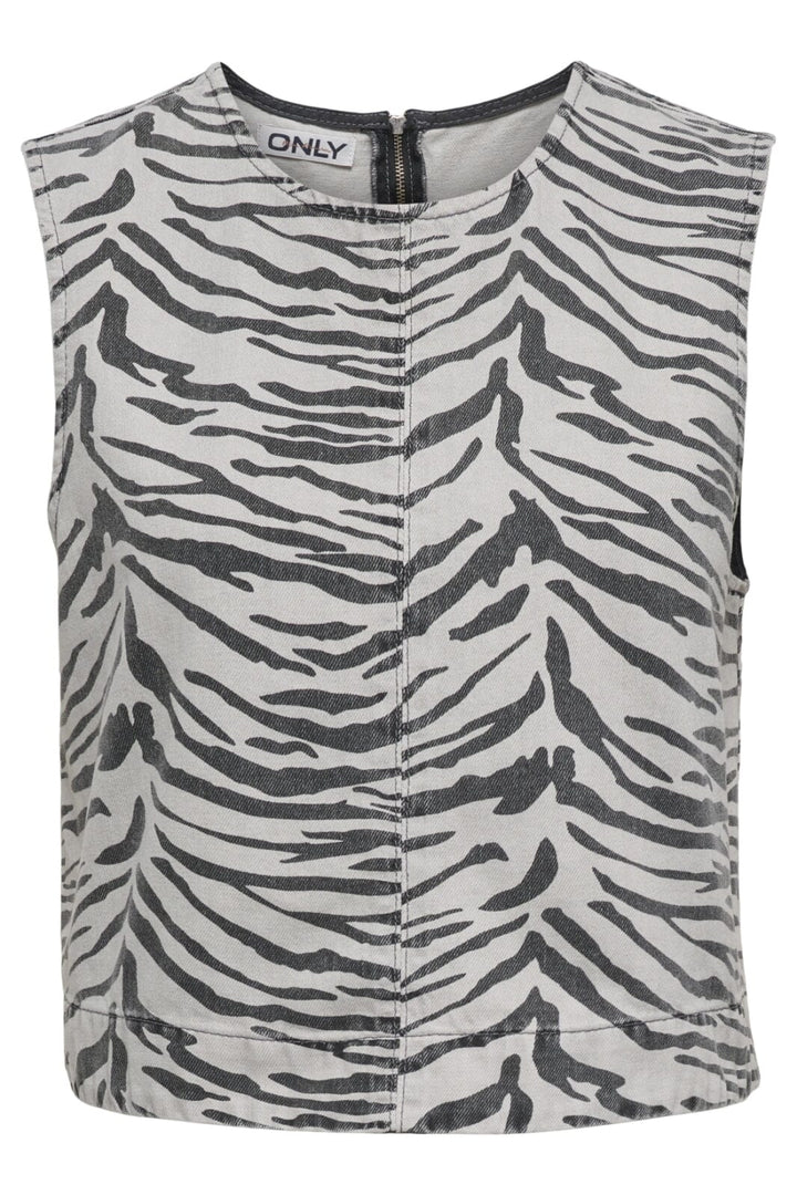 Only - Onldorsi Sl Zebra Top Sik - 4838986 Light Grey Denim Zebra