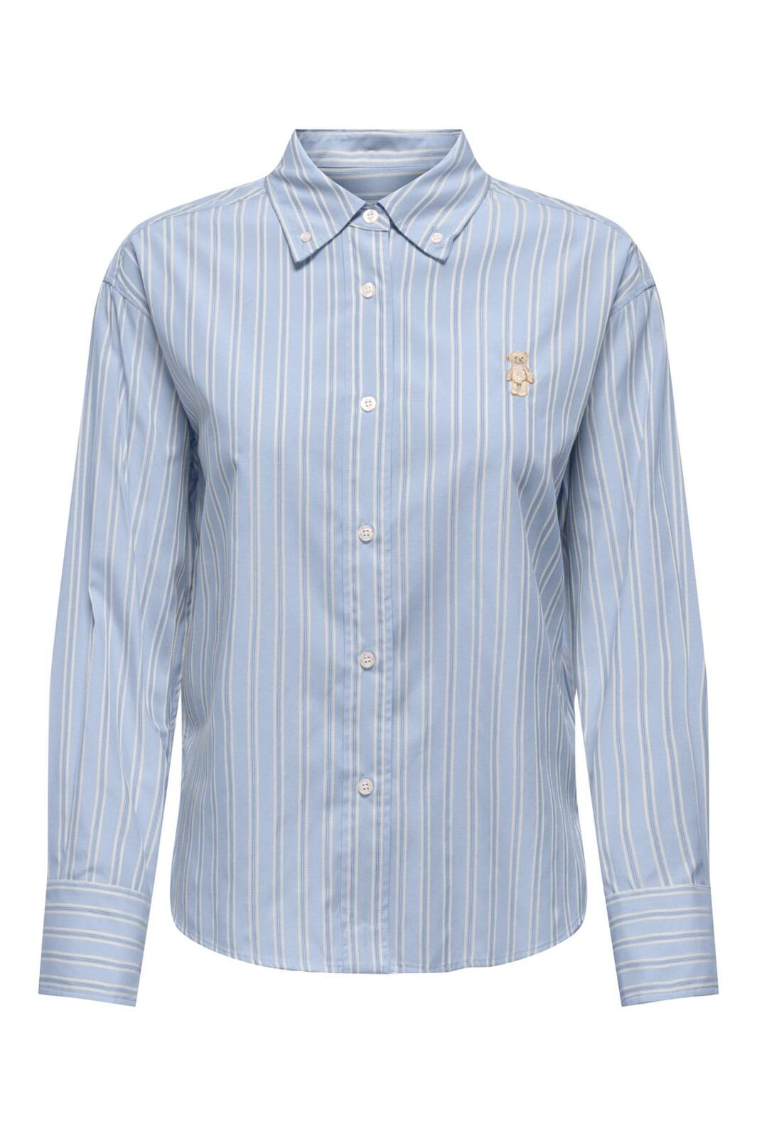 Only - Onlelara L/S Emb Shirt - 4983443 Cashmere Blue Cloud Dancer