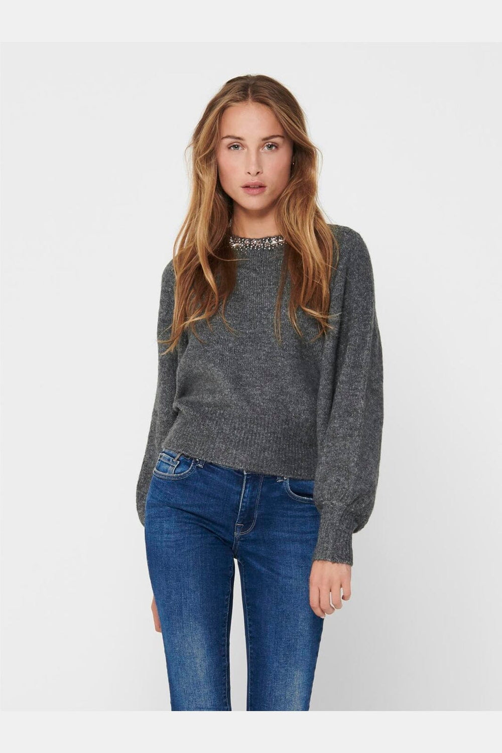 Only - Onlelsa L/S Pullover Knt - 3493202 Medium Grey Melange