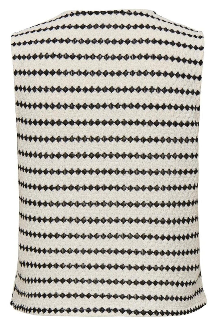 Only - Onleva S/L Short Stripe Vest - 4757606 Cloud Dancer Black