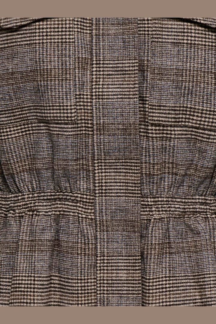 Only - Onleve L/S Check Peplum Jacket - 5232554 Mocha Meringue Choclate Torte