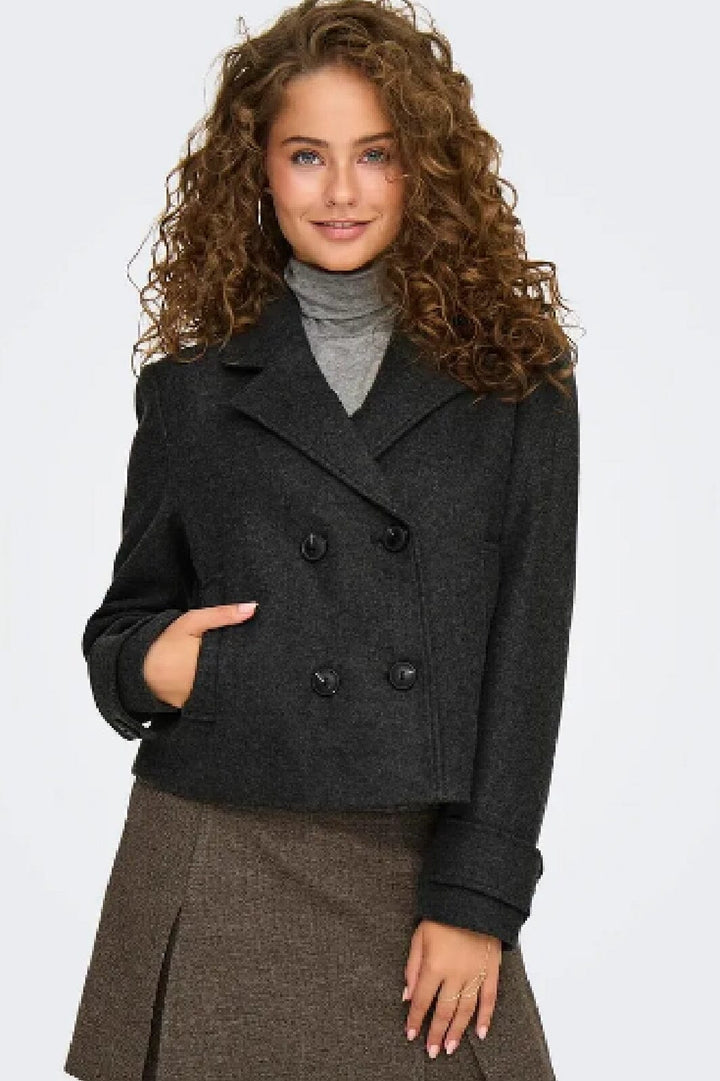 Only - Onlfreja Life Short Db Jacket - 4475417 Dark Grey Melange