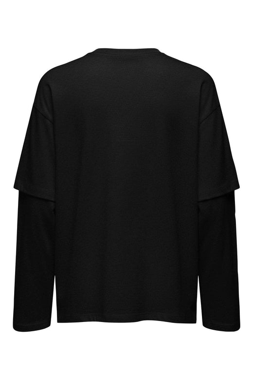 Only - Onlfreja L/S Stripe Double Top - 5193967 Black