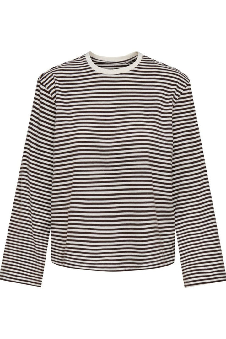 Only - Onlfreja Stripe L/S Wide Sleeve - 5082168 Coffee Bean Cloud Dancer (Mel) Bluser 