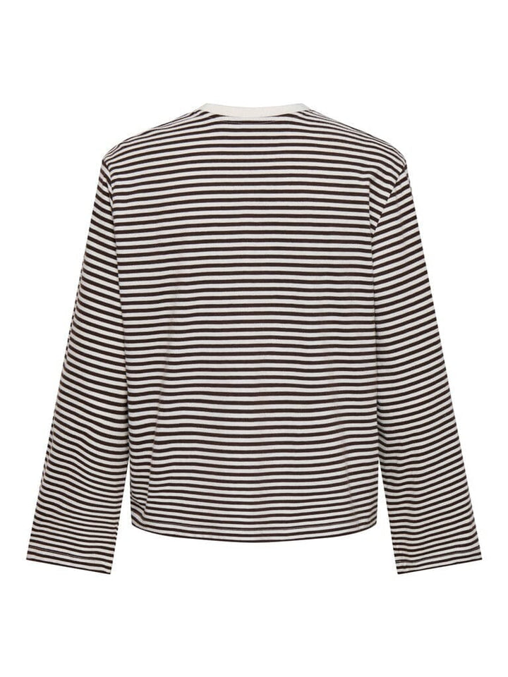 Only - Onlfreja Stripe L/S Wide Sleeve - 5082168 Coffee Bean Cloud Dancer (Mel) Bluser 