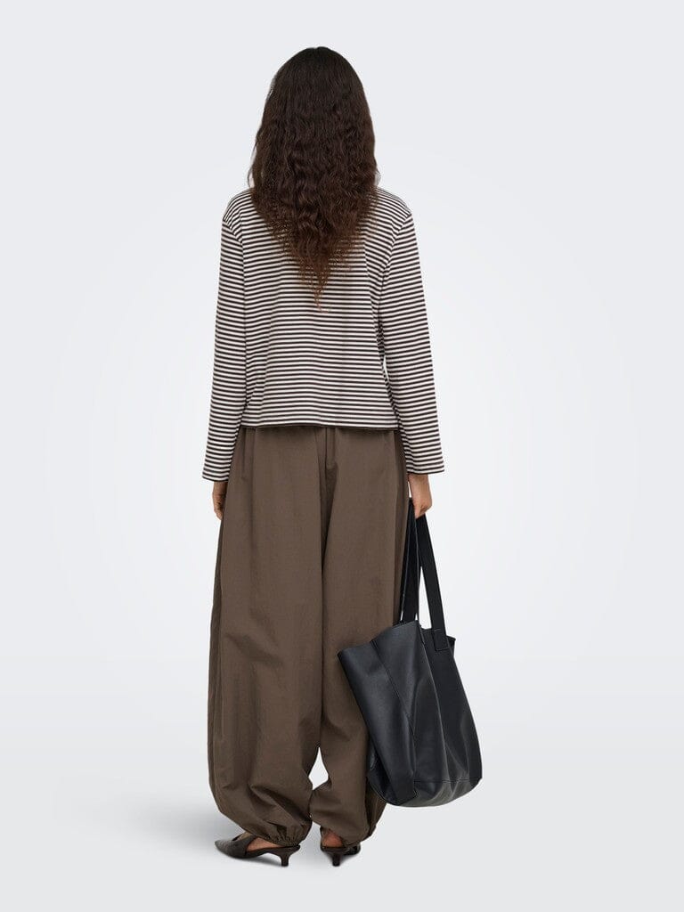 Only - Onlfreja Stripe L/S Wide Sleeve - 5082168 Coffee Bean Cloud Dancer (Mel) Bluser 