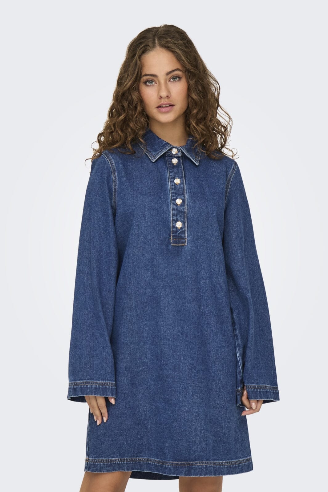 Only - Onlfreya L/S Bell Dress Gua - 4717375 Medium Blue Denim