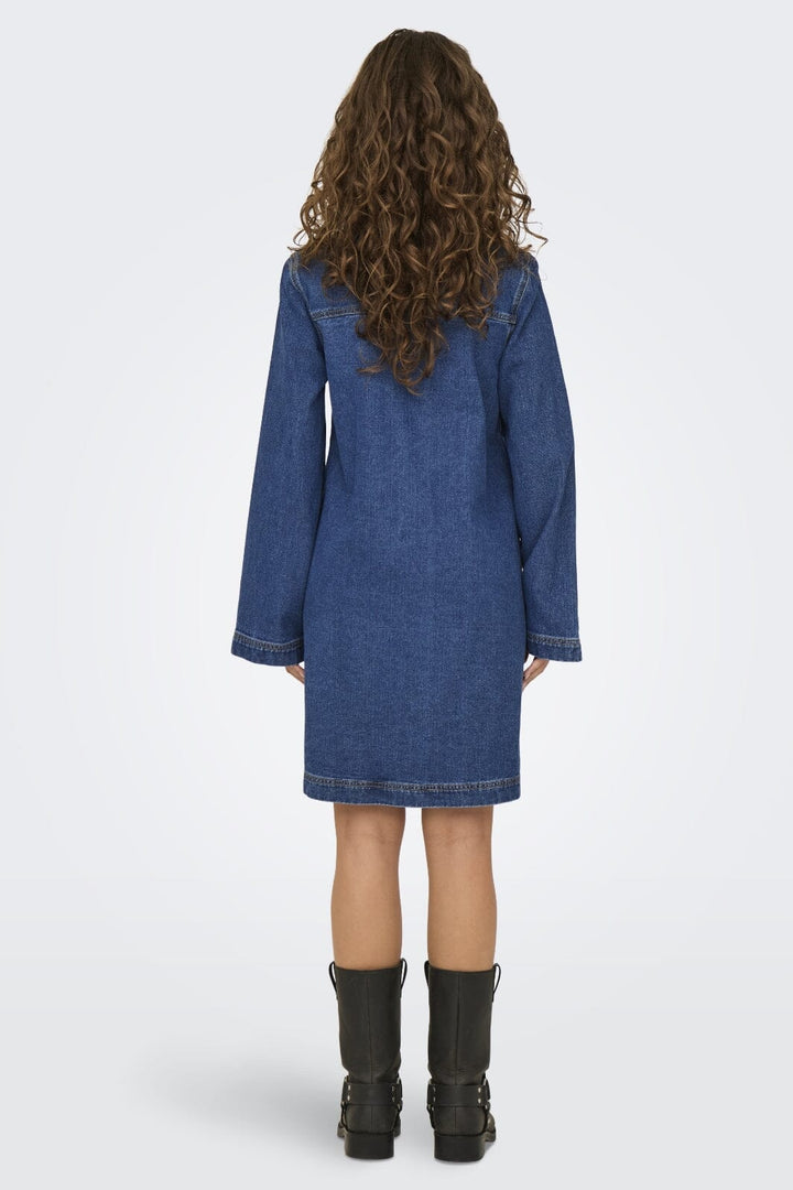 Only - Onlfreya L/S Bell Dress Gua - 4717375 Medium Blue Denim