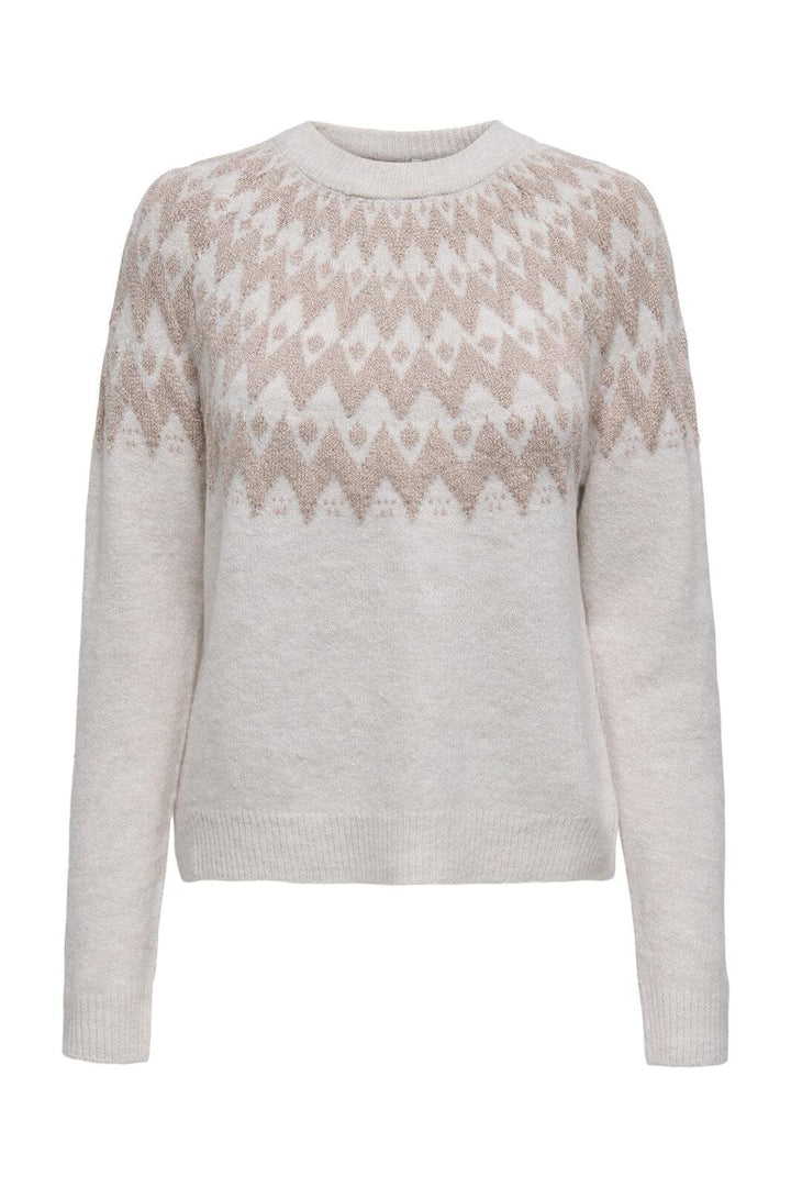 Only - Onlfry Ls Jq Glitter O-Neck Cc Knt - 4776862 Pumice Stone Melange/Rose Gold Glitter