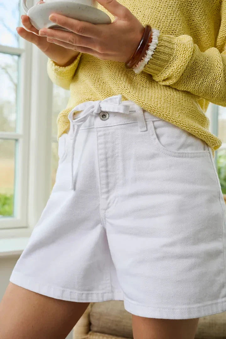 Only - Onlgianna Belted Shorts Azg - 4968672 White Denim Shorts 