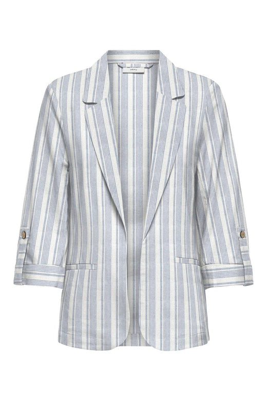 Only - Onlgoa 3/4 Unline Linen Bl Blazer Cc Tlr - 4984928 Coronet Blue Bright White