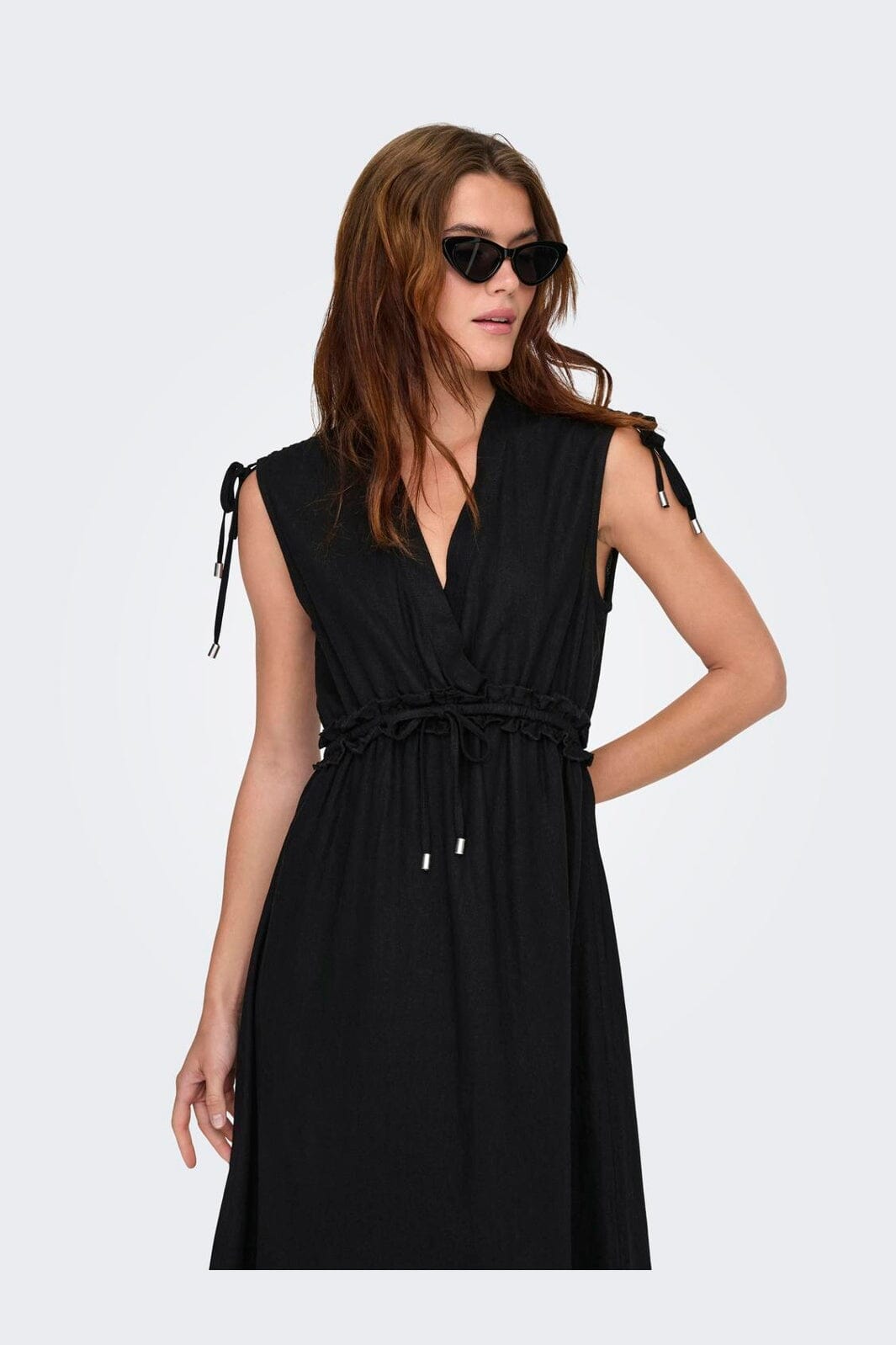 Only - Onlgoa Sl Linen Bl Long Dress Cc - 4910201 Black