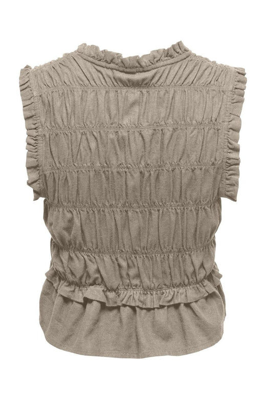 Only - Onlgoa S/S Linen Bl Frill Top Cc - 4942283 Oxford Tan