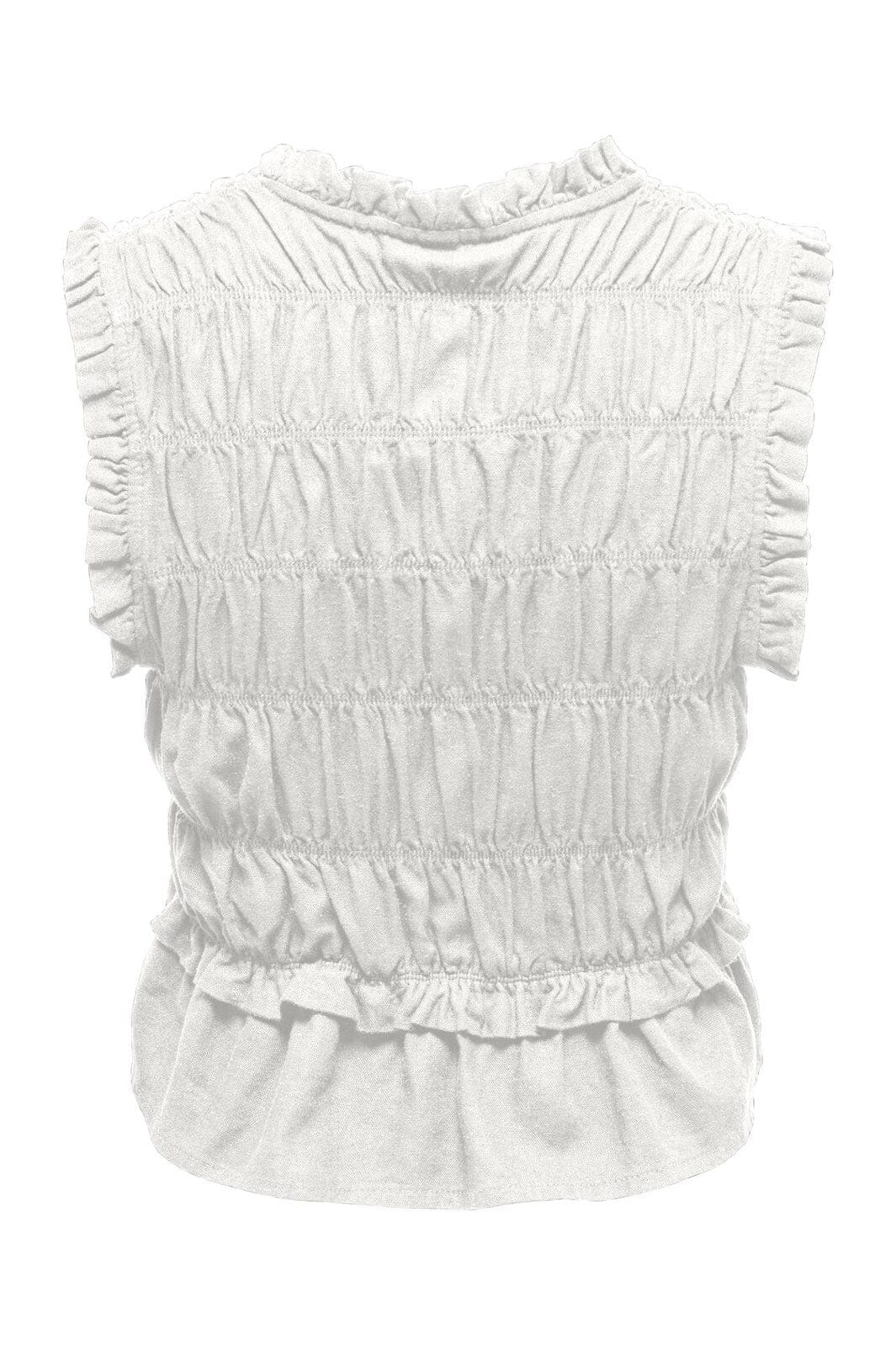 Only - Onlgoa S/S Linen Bl Frill Top Cc - 4942284 Cloud Dancer