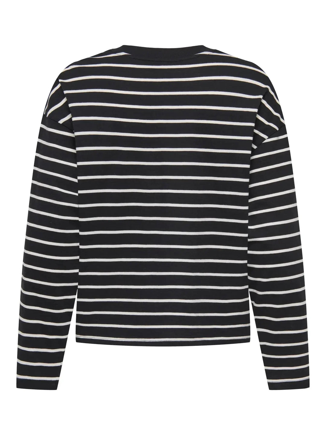 Only - Onlhappy L/S O-Neck Stripe Tee - 5110886 Black Cloud Dancer Lena Bluser 