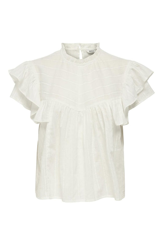 Only - Onlheike S/L Frill O-Neck Top - 4906221 Cloud Dancer