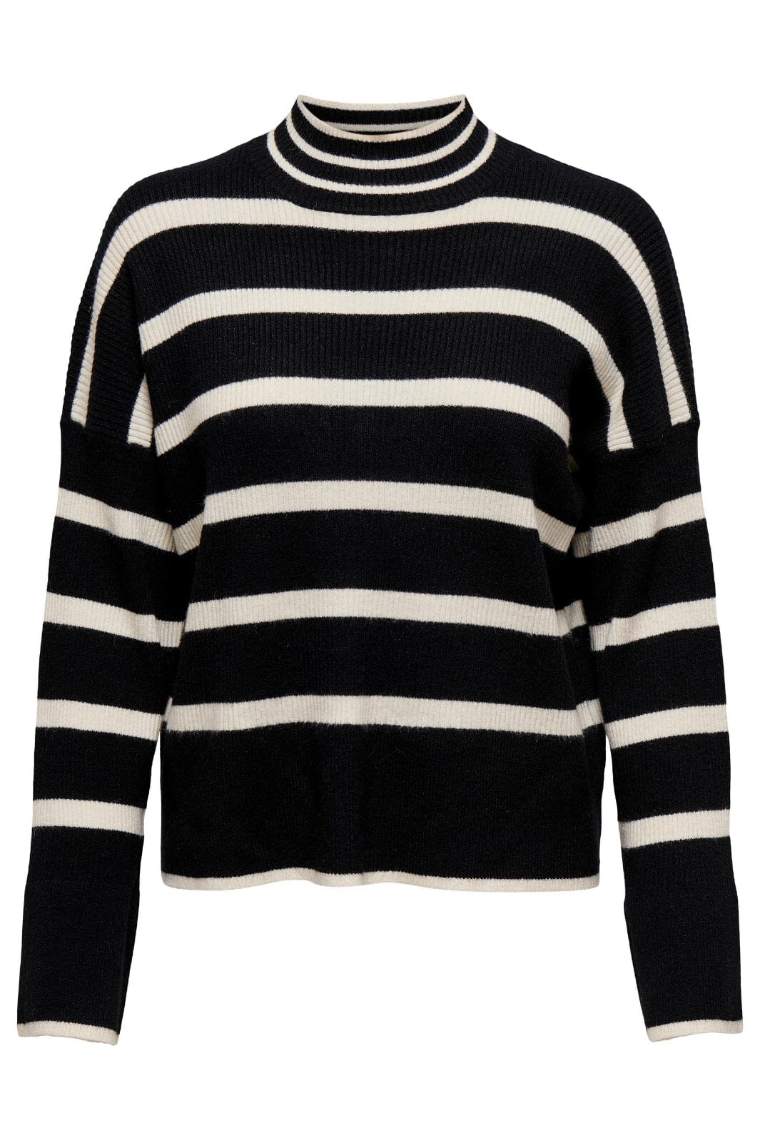 Only - Onlibi L/S Highneck Pullover Knt - 3944171 Black W. Whitecap Gray Melange