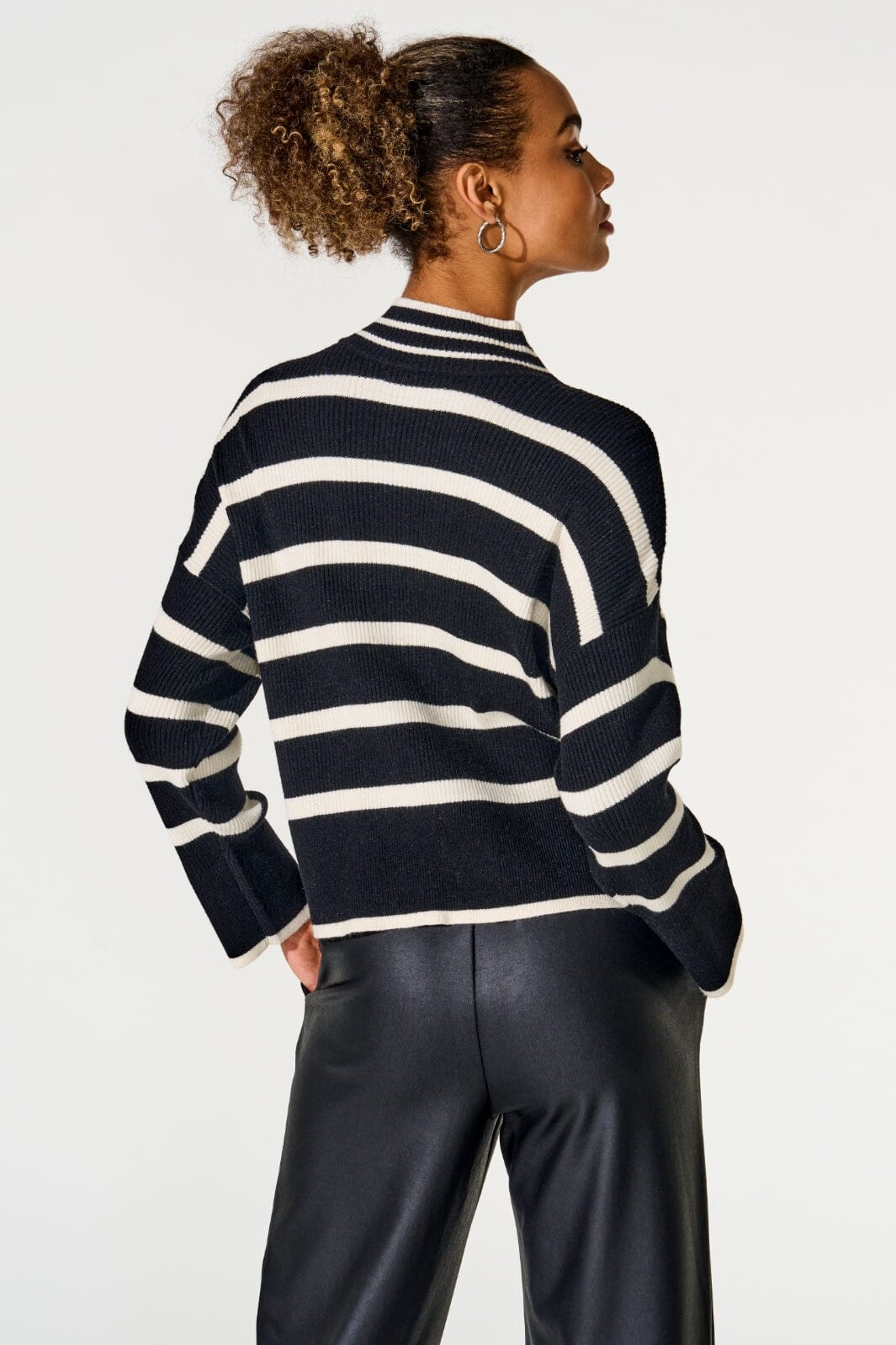 Only - Onlibi L/S Highneck Pullover Knt - 3944171 Black W. Whitecap Gray Melange