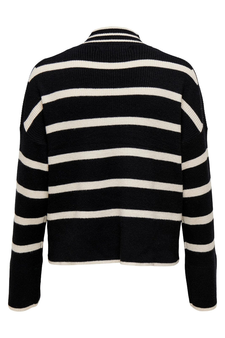 Only - Onlibi L/S Highneck Pullover Knt - 3944171 Black W. Whitecap Gray Melange