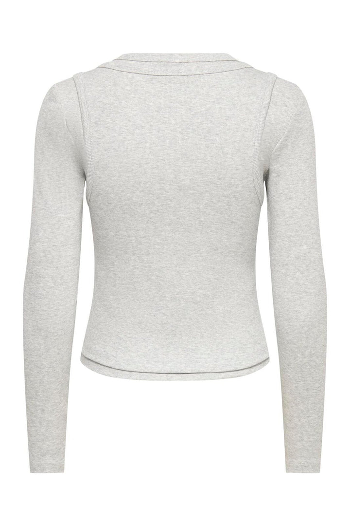 Only - Onljilli L/S O-Neck Double Top - 5122730 Light Grey Melange
