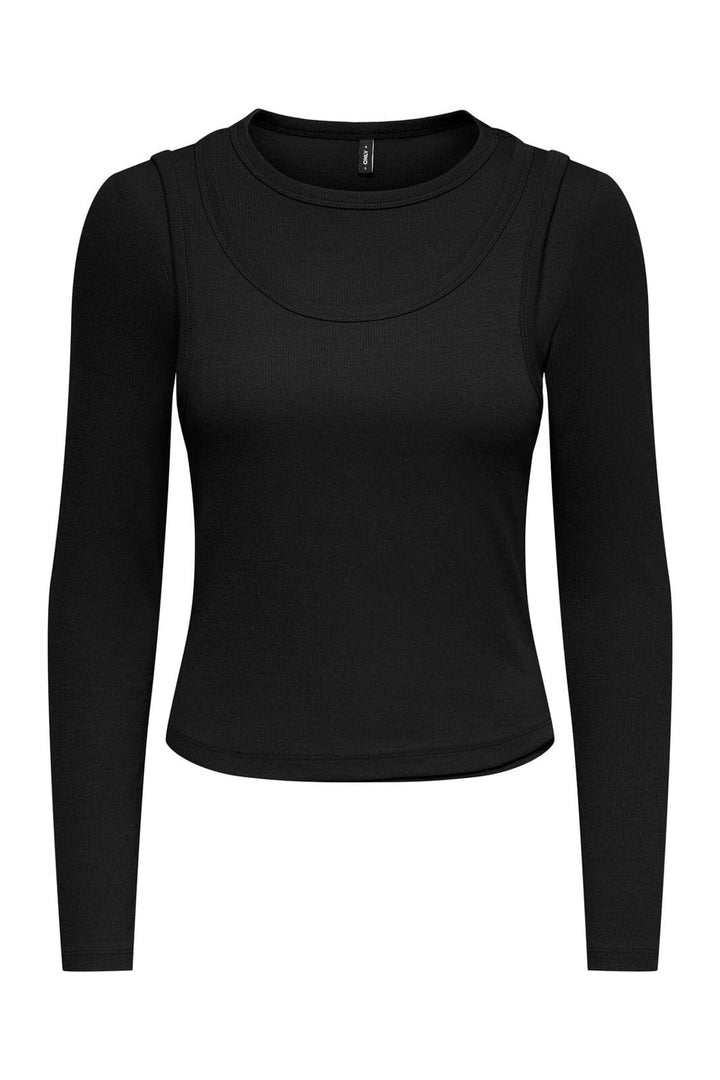 Only - Onljilli L/S O-Neck Double Top - 5170611 Black