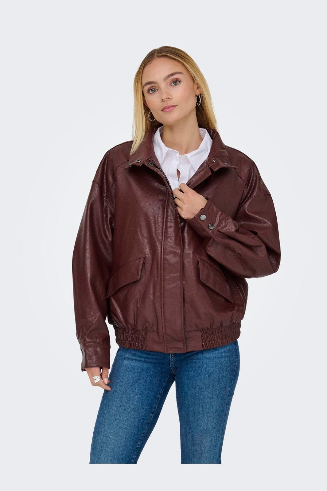 Only - Onljulia Faux Leather Ovz. Bomber - 5002462 Rum Raisin