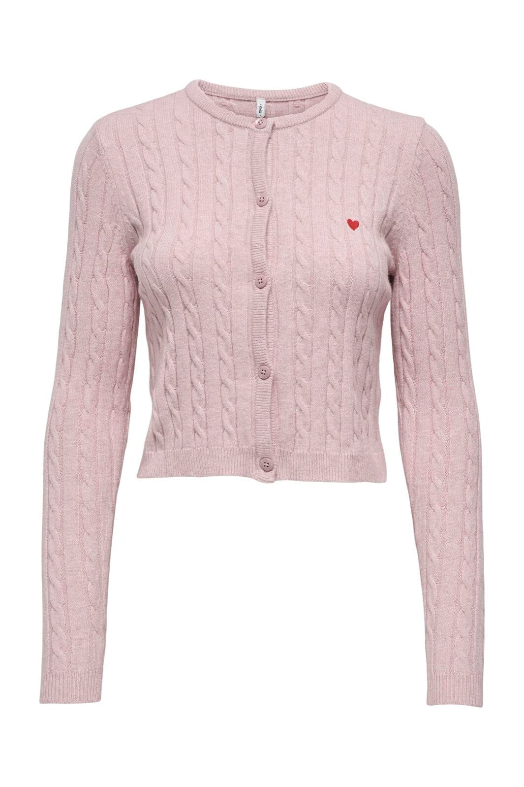 Only - Onlkatia Ls Cable Button Cardigan Cc Knt - 4947409 Burnished Lilac Mel/True Red Heart Emb/Dtm Button