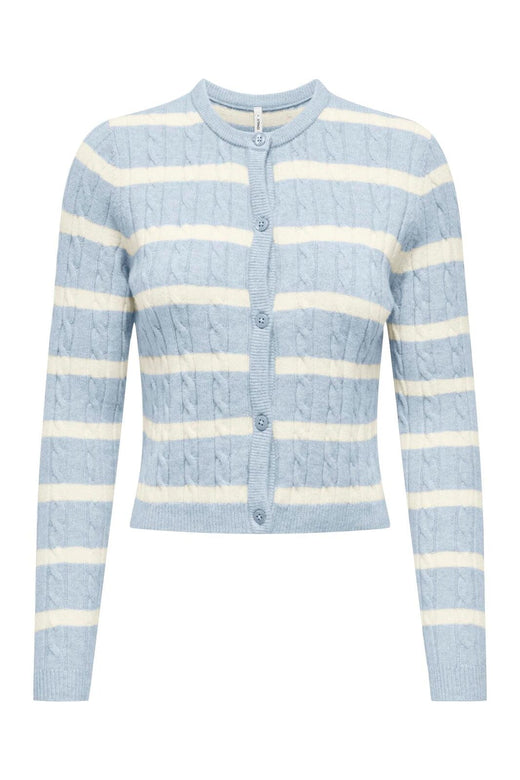 Only - Onlkatia Ls Cable Button Cardigan Cc Knt - 4959317 Cashmere Blue Melange/Babys Breath/Dtm Button