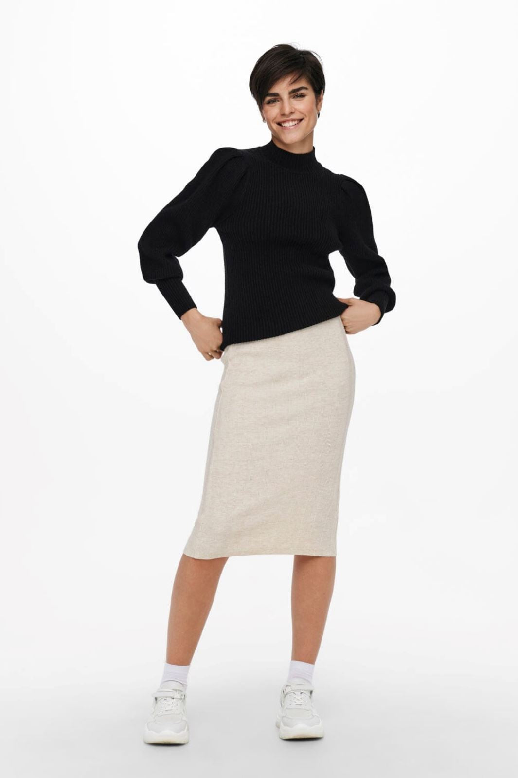 Only - Onlkatia L/S Highneck Pullover Knt - 3716990 Black