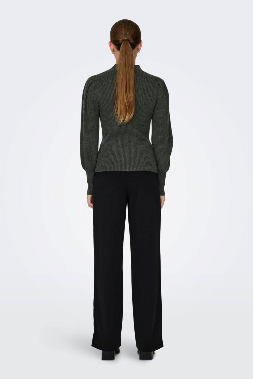 Only - Onlkatia L/S Highneck Pullover Knt - 3716993 Dark Grey Melange