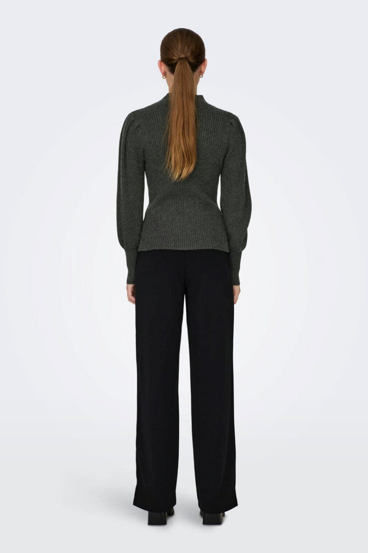 Only - Onlkatia L/S Highneck Pullover Knt - 3716993 Dark Grey Melange