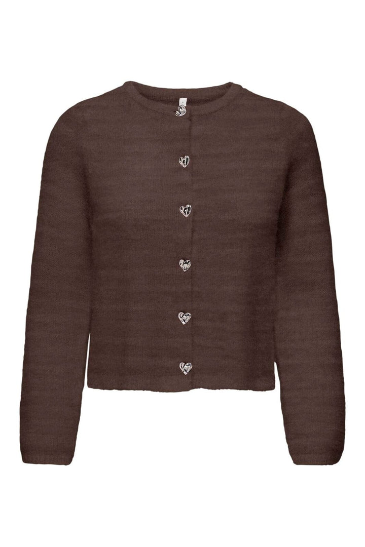 Only - Onlkerry Ls Button Cardigan Cc Knt - 5100850 Bracken Silver Heart Button